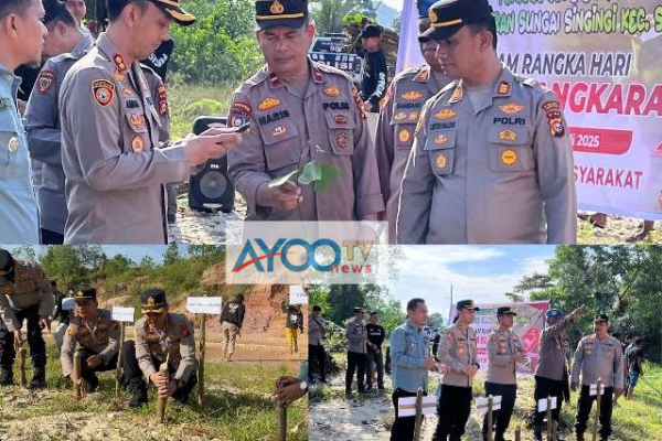 Polres Kuansing Tanam 1000 Bibit Pohon Sebahu di Singingi, Wujud Kepedulian Terhadap Lingkungan