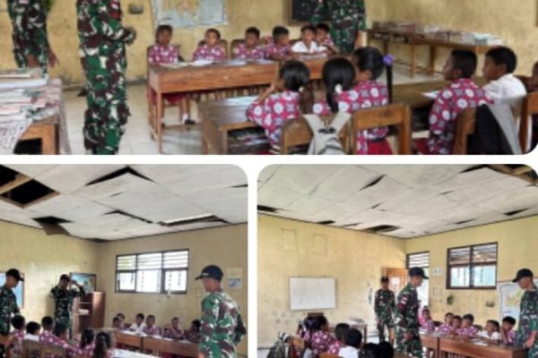 Satgas Pamtas RI-RDTL Tanamkan Wawasan Kebangsaan kepada Siswa SDK Nilulat
