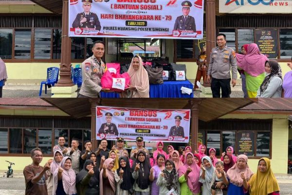 Polsek Singingi Salurkan Bansos untuk Warga dalam Rangka HUT Bhayangkara ke-79