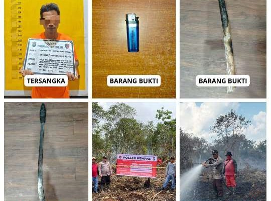 Polres Inhil Tangkap Pelaku Pembakaran Lahan Gambut Seluas 5 Hektare di Kempas