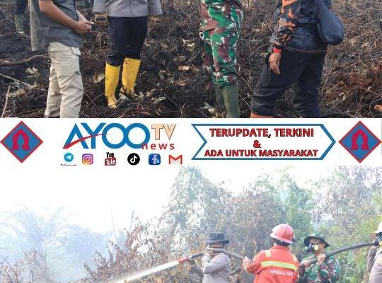 Kapolres inhil beserta dandim inhil turun langsung pemadaman karhutla di bayas jaya, 10 hektar lahan terbakar